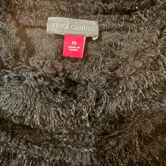 Vince Camuto Black Fuzzy Knit Cropped Sweater Cozy Textured XS - Picture 2 of 5